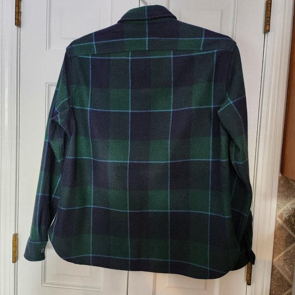 J Crew Wool Shirt - Large - Navy Green Blue Plaid - Picture 5 of 14